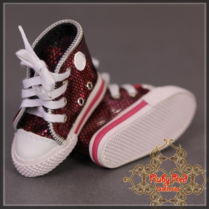 Sparkly Pink Sneakers for 12" Dolls (WH0064A)