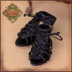 Black Gladiator Sandals for 12" Dolls (WH0068B)
