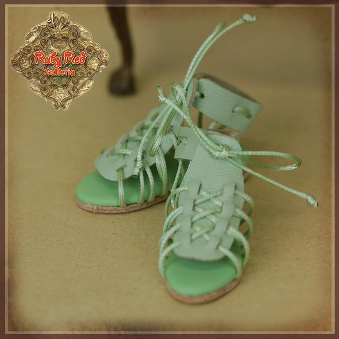 Green Gladiator Sandals for 12" Dolls (WH0068C)