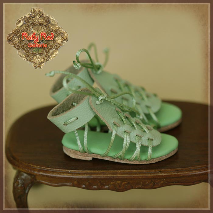 Green Gladiator Sandals for 12" Dolls (WH0068C)