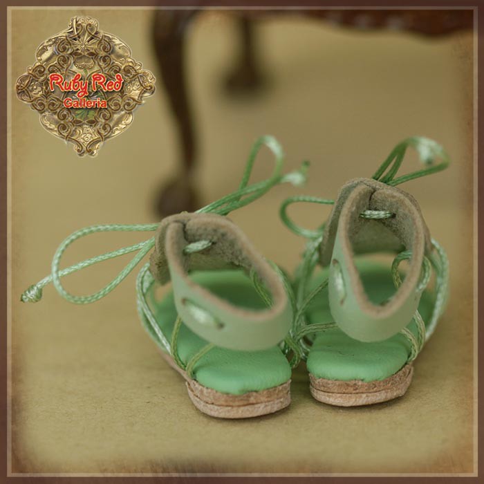 Green Gladiator Sandals for 12" Dolls (WH0068C)
