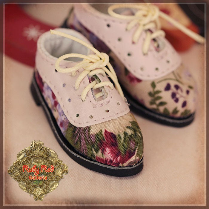 Pink Floral Shoes for 12" Dolls (WH0070A)