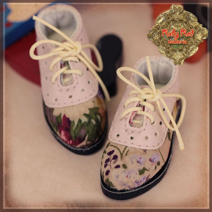 Pink Floral Shoes for 12" Dolls (WH0070A)