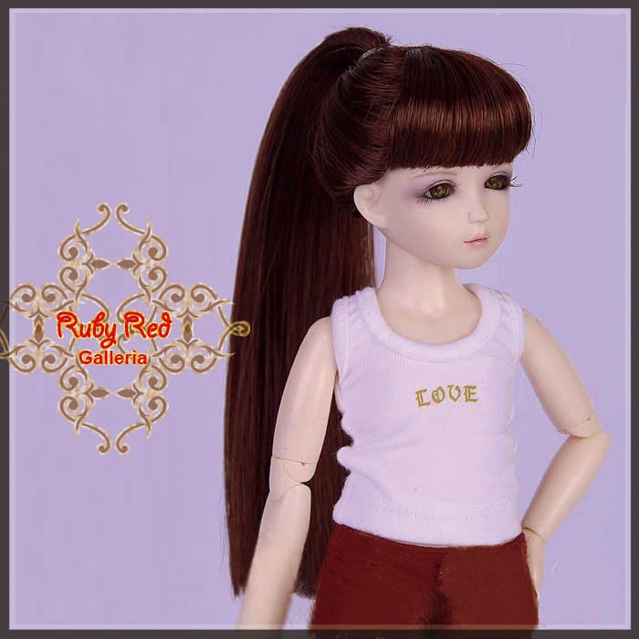 Dark Auburn Ponytail Syntehtic Wig for 12" Dolls (WD0004E5)