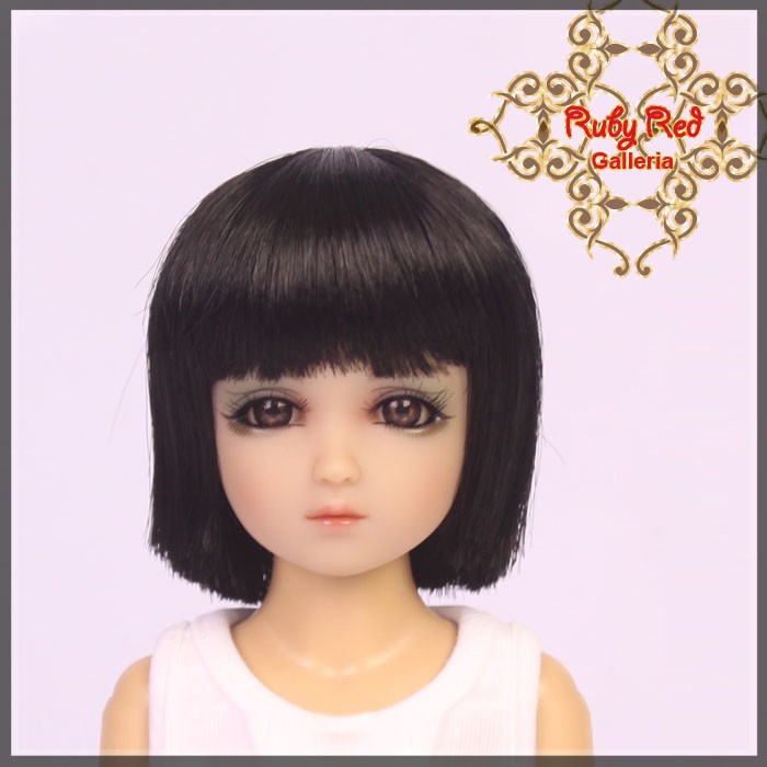 Short Black Synthetic Wig for 12" Dolls (WD0005A)