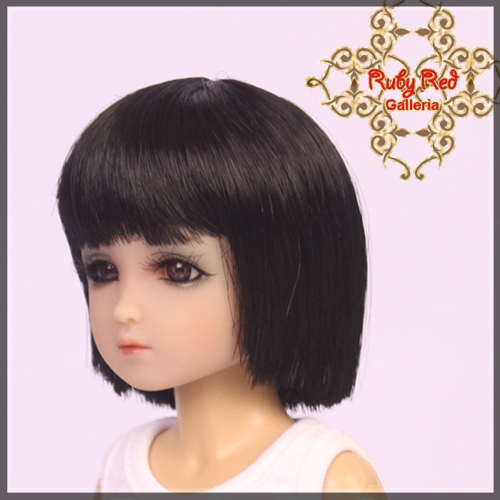 Short Black Synthetic Wig for 12" Dolls (WD0005A)