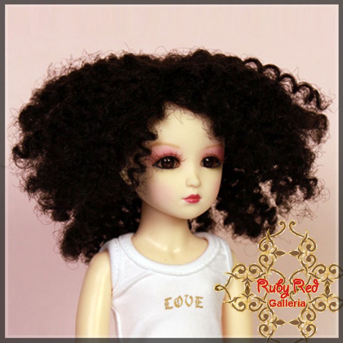 Black Curly Synthetic Wig for 12" Dolls (WD0009A)