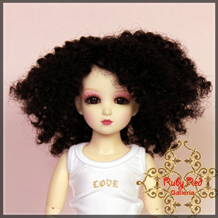 Black Curly Synthetic Wig for 12" Dolls (WD0009A)