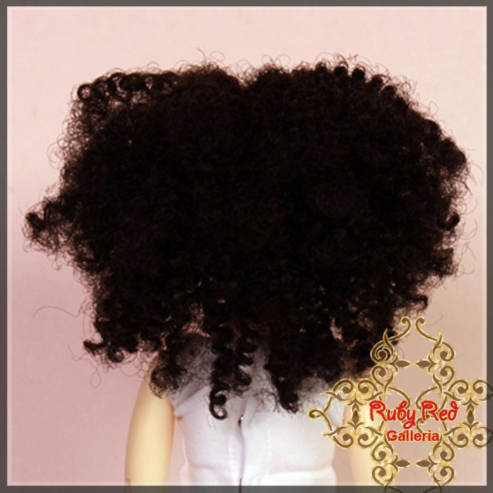 Black Curly Synthetic Wig for 12" Dolls (WD0009A)