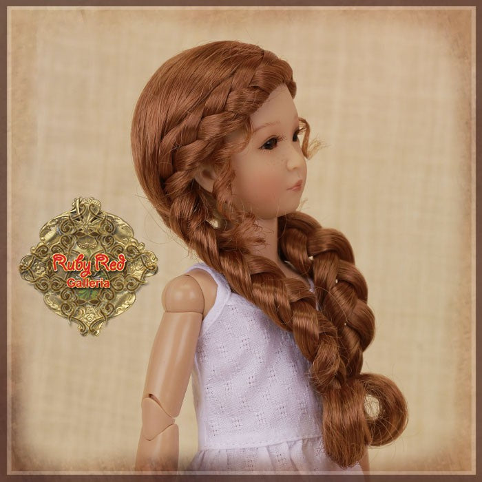 Long Braided Auburn Synthetic Wig for 12" Dolls (WD0013A)