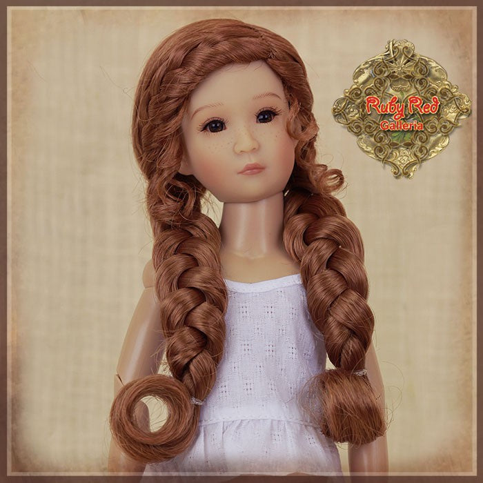 Long Braided Auburn Synthetic Wig for 12" Dolls (WD0013A)