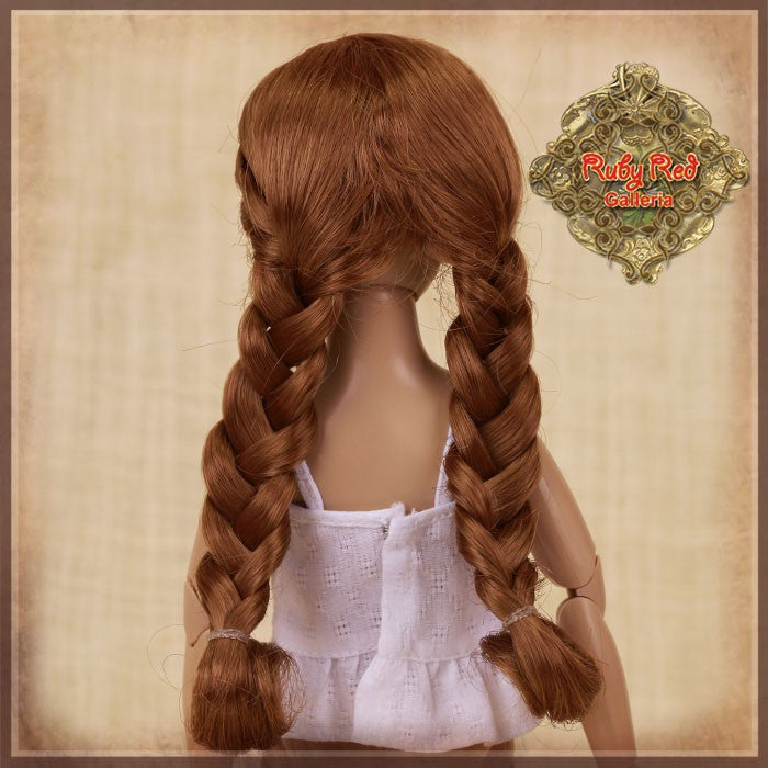 Long Braided Auburn Synthetic Wig for 12" Dolls (WD0013A)
