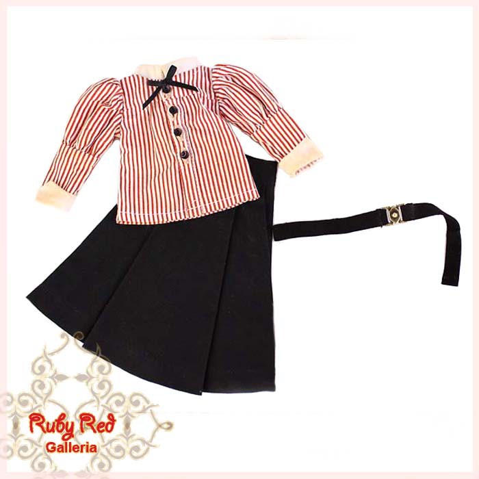 Striped Shirt and Black Long Skirt for 11.5" Bleuette Doll (EC0009A)