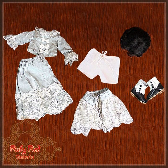 Full Ivory Dress Set & Wig for 11.5" Bleuette Doll (EC0013A)
