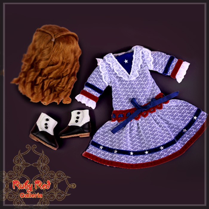 National USA Day Outfit & Wig for 11.5" Bleuette Doll (EC0018A)