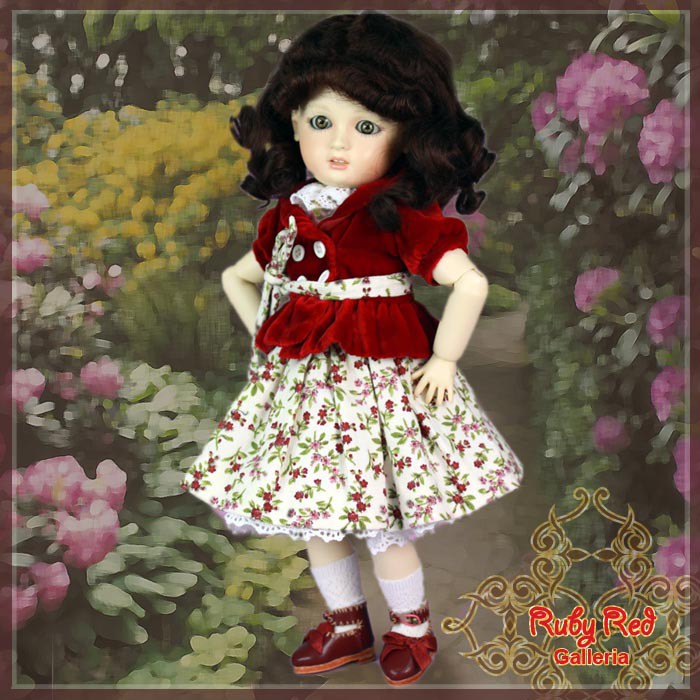 Velvet Flower Outfit & Wig for 11.5" Bleuette Doll (EC0026A)