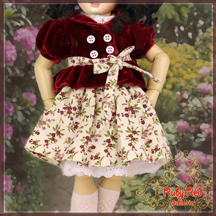 Velvet Flower Outfit & Wig for 11.5" Bleuette Doll (EC0026A)