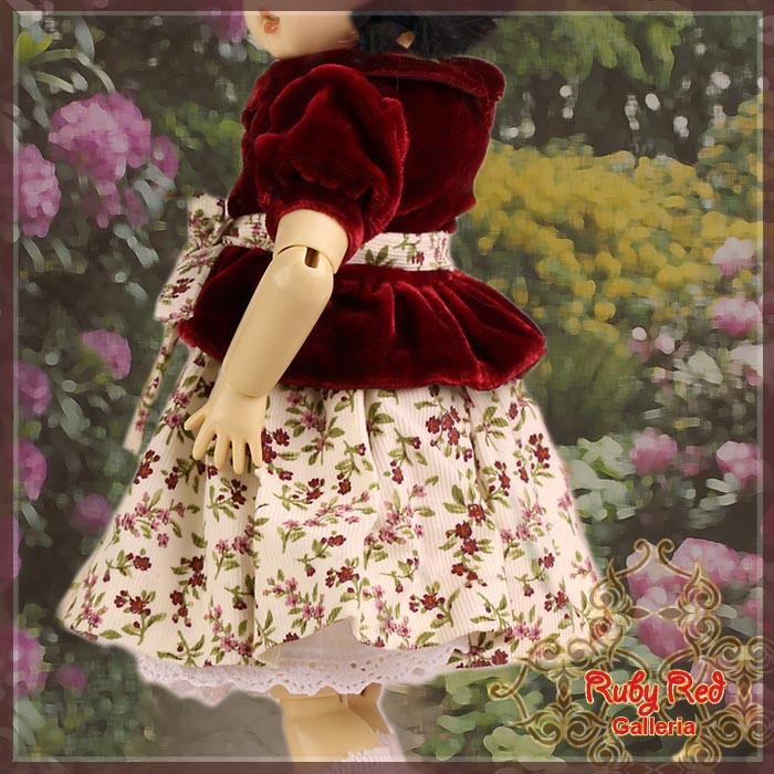 Velvet Flower Outfit & Wig for 11.5" Bleuette Doll (EC0026A)