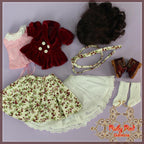 Velvet Flower Outfit & Wig for 11.5" Bleuette Doll (EC0026A)