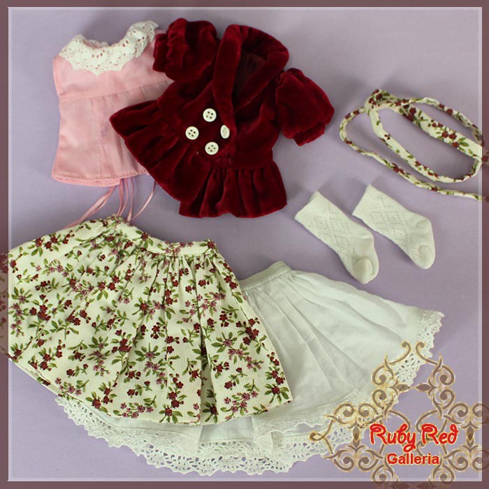 Velvet Flower Outfit for 11.5" Bleuette Doll (EC0026B)