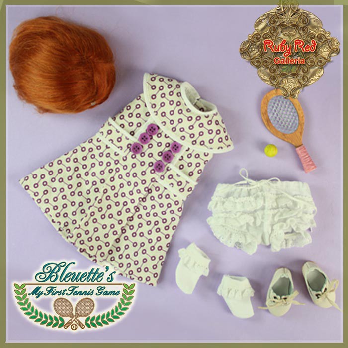 Tennis Outfit & Wig for 11.5" Bleuette Doll (EC0032A)