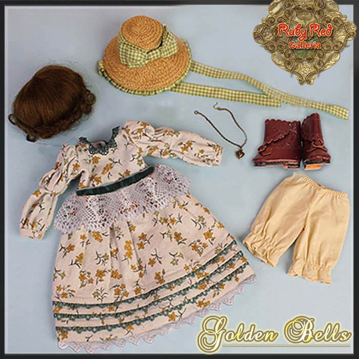 Golden Bells Outfit & Wig for 11.5" Bleuette Doll (EC0035A)
