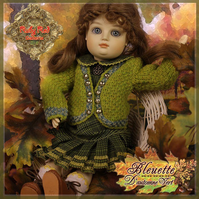 D'automne Vert Outfit & Wig for 11.5" Bleuette Doll (EC0039A)
