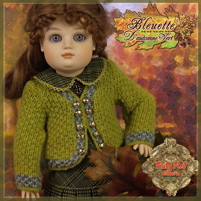 D'automne Vert Outfit & Wig for 11.5" Bleuette Doll (EC0039A)