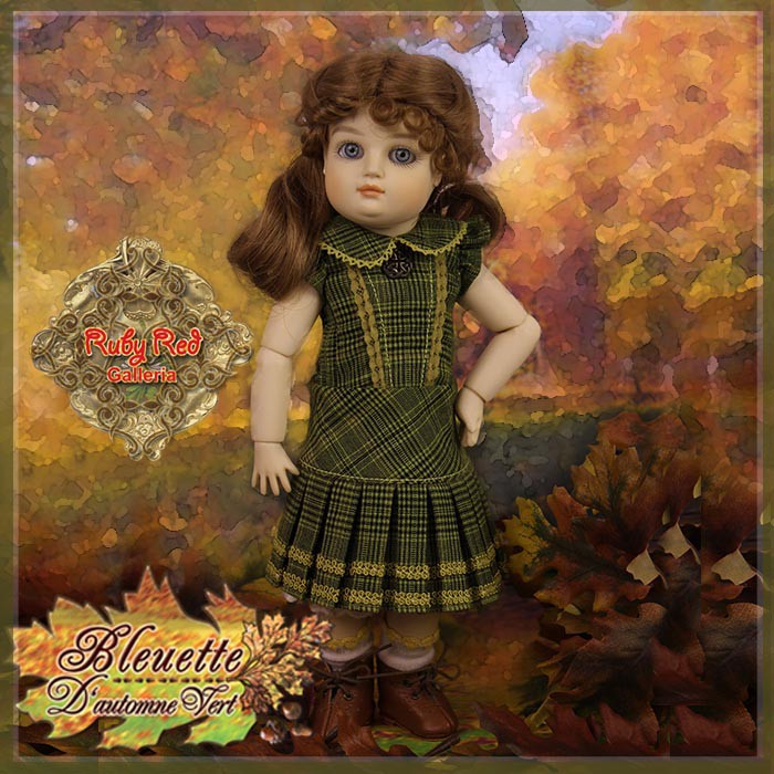 D'automne Vert Outfit & Wig for 11.5" Bleuette Doll (EC0039A)