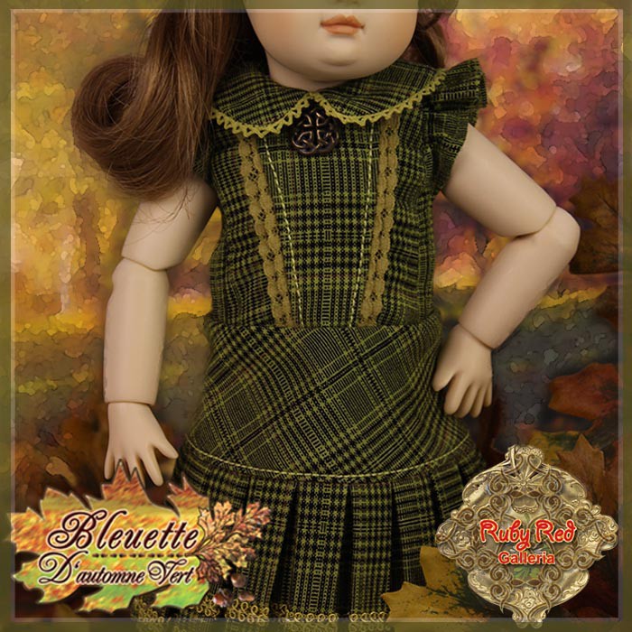 D'automne Vert Outfit & Wig for 11.5" Bleuette Doll (EC0039A)