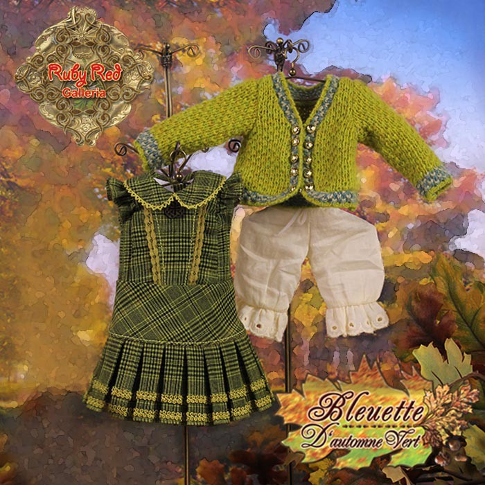 D'automne Vert Outfit for 11.5" Bleuette Doll (EC0039B)