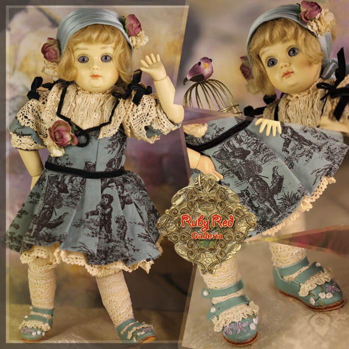 Victorian Romance Outfit & Wig for 11.5" Bleuette Doll (EC0046A)