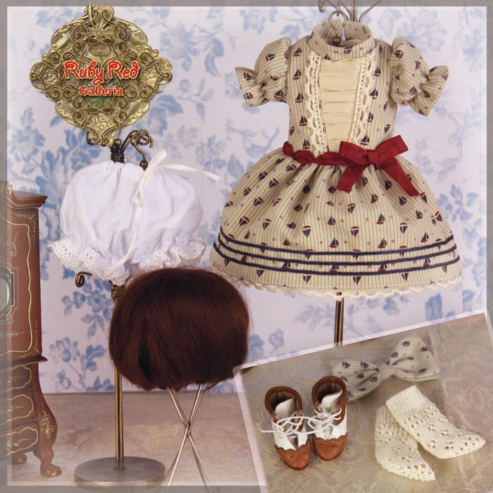 Playing House Outfit & Wig for 11.5" Bleuette Doll (EC0052A)
