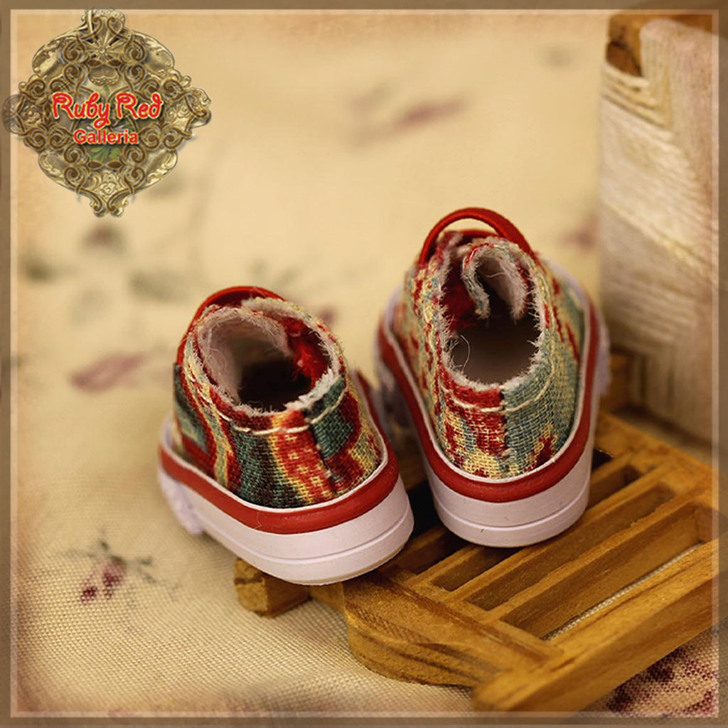 Red Print Canvas Shoes for 8" Dolls (HH0016A)