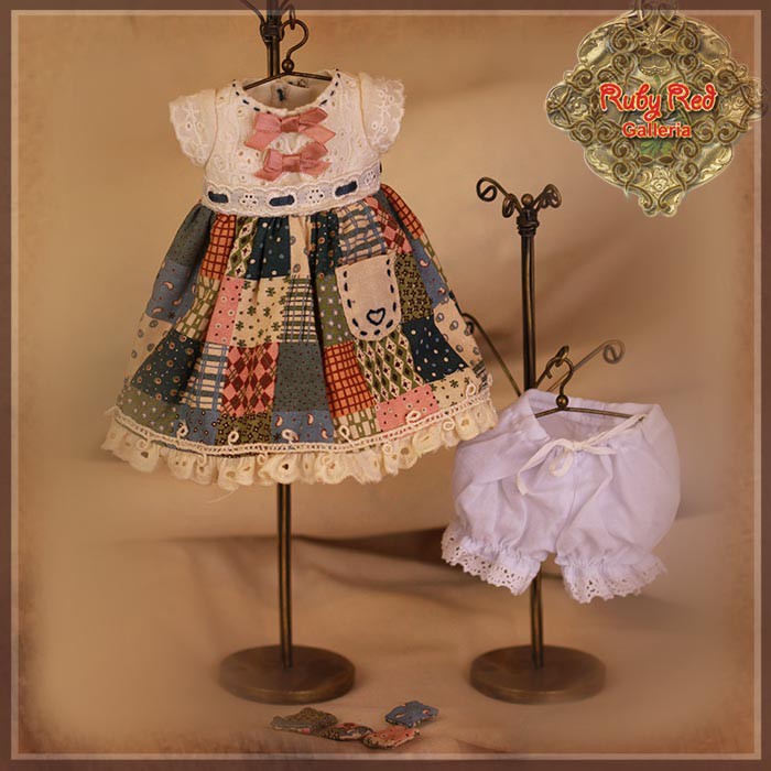 Summery Checked Dress for 11.5" Bleuette Doll (EC0056B)