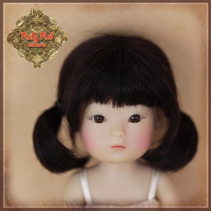 Brunette Mohair Wig with Ponytails for 5.5" Dolls (HD0035C)