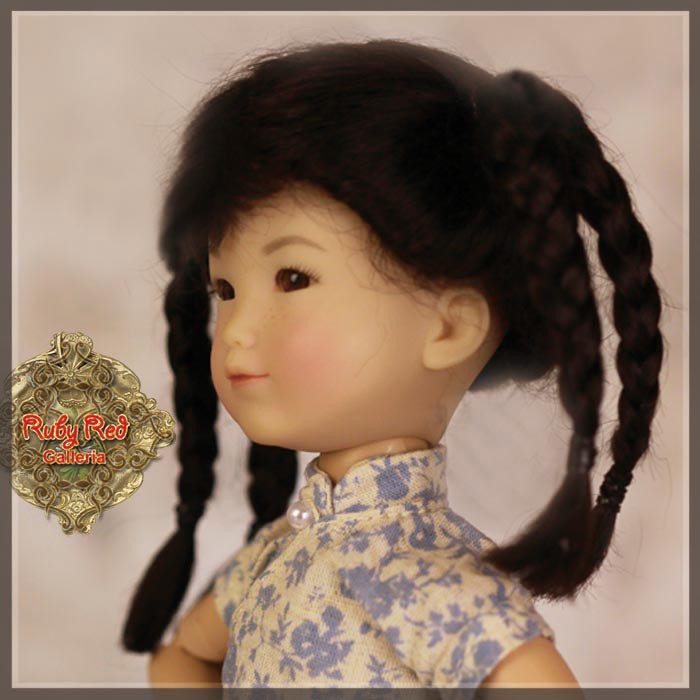 Black with Braids Mohair Wig for 8" Dolls (HD0003A)
