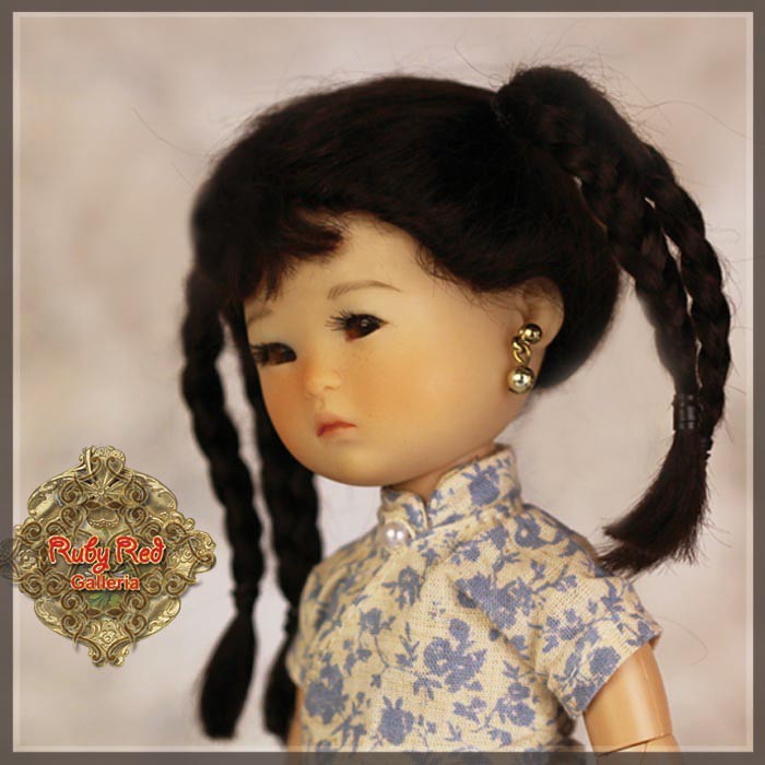 Black with Braids Mohair Wig for 8" Dolls (HD0003A)