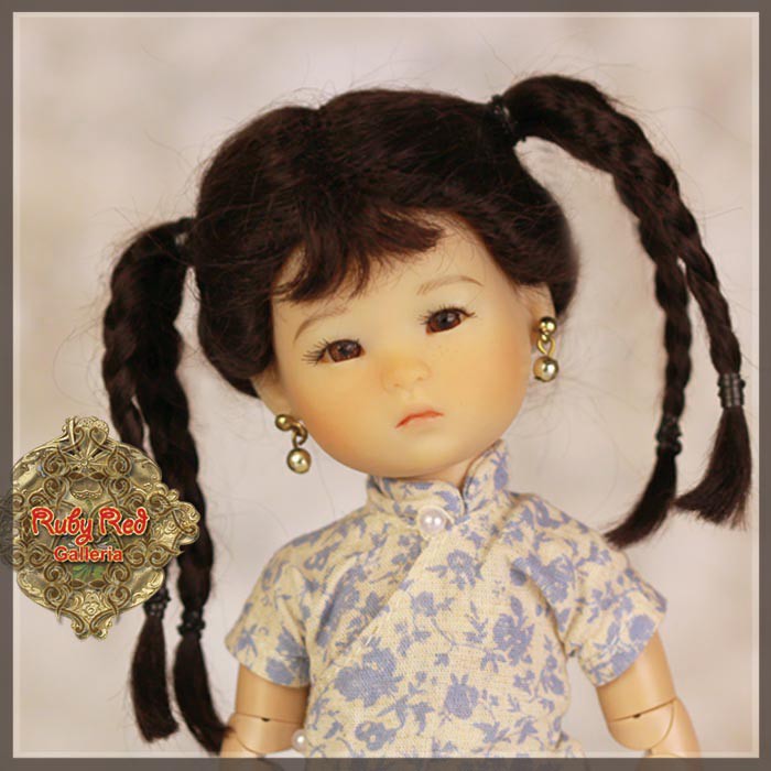 Black with Braids Mohair Wig for 8" Dolls (HD0003A)