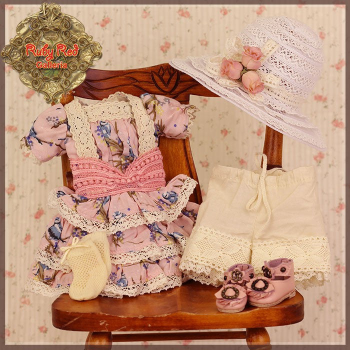 Pink Printed Lace Outfit for 11.5" Bleuette Doll (EC0070A)