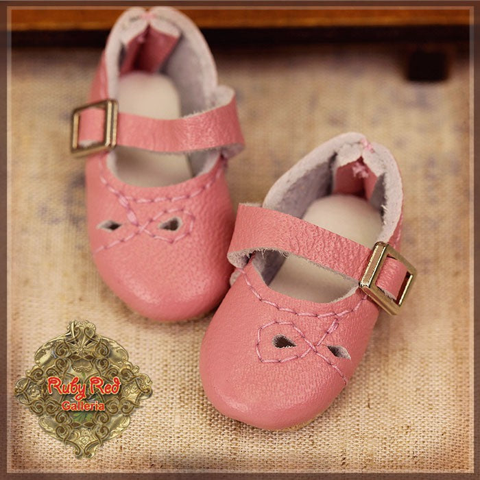 Pink Real Leather Shoes for 8" Dolls (HH0024A)