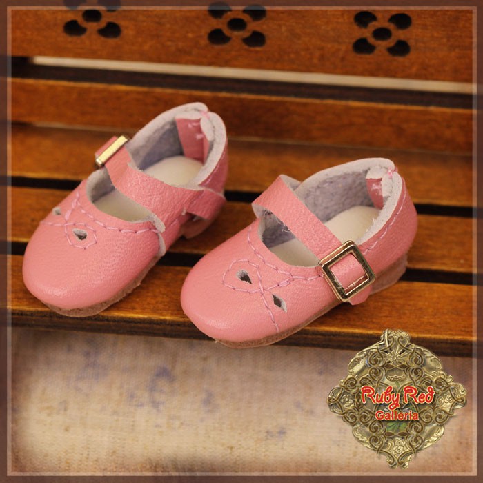 Pink Real Leather Shoes for 8" Dolls (HH0024A)