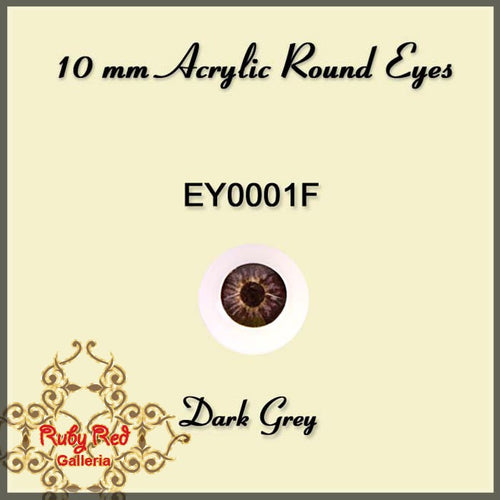 10mm Dark Grey Round Acrylic Eyes (EY0001F)