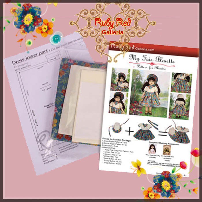 My Floral Bleuette Pattern Package for 11.5" Bleuette Doll (EP0001B)