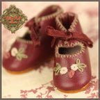 Wine Red Leather Shoes for 11.5" Bleuette Doll (EH0042A)