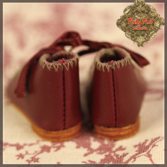 Wine Red Leather Shoes for 11.5" Bleuette Doll (EH0042A)
