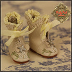 Beige Leather Boots with Embroidery for 11.5" Bleuette Doll (EH0041A)