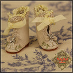 Beige Leather Boots with Embroidery for 11.5" Bleuette Doll (EH0041A)