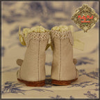 Beige Leather Boots with Embroidery for 11.5" Bleuette Doll (EH0041A)