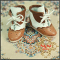 Brown & White Leather Boots for 11.5" Bleuette Doll (EH0037B)